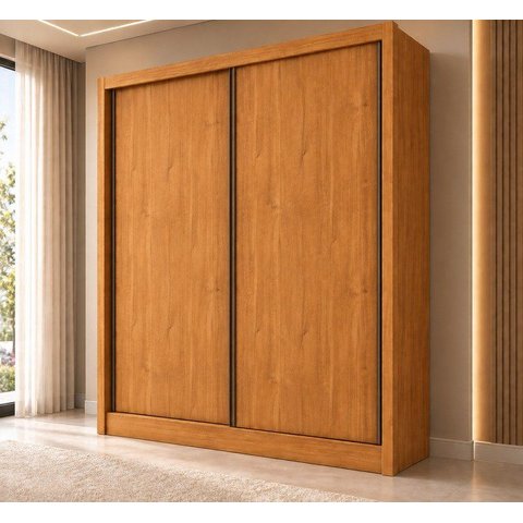 Guarda Roupa Solteiro MDF 2 Portas 3 Gavetas Ávila Marrom/Cinamomo