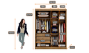 Ver imagem 4 de Guarda Roupa Solteiro MDF 2 Portas 3 Gavetas Ávila Marrom/Cumaru Fendi