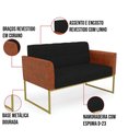 Ver imagem 2 de Sofá Namoradeira 2 Lugares Base Industrial Dourado Elisa Nozes-linho Pto A79 D03 - D'Rossi
