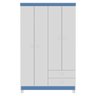 Guarda Roupa Infantil 4 Portas Com Cômoda 5 Gavetas Baby Kids Branco Azul Incorplac - 3
