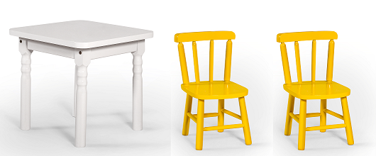 Conjunto Infantil 60x60 com 2 Cadeiras - Amarela - JM Móveis