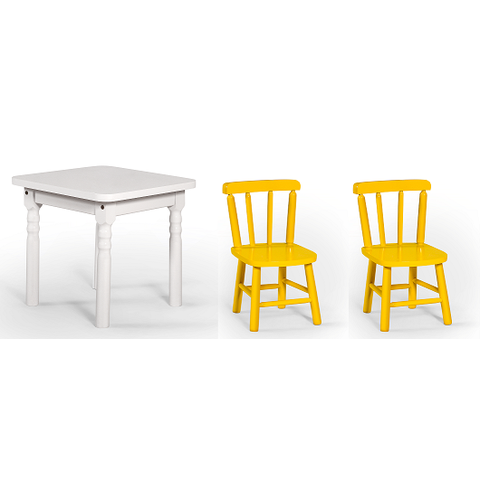 Conjunto Infantil 60x60 com 2 Cadeiras - Amarela - Jm Móveis