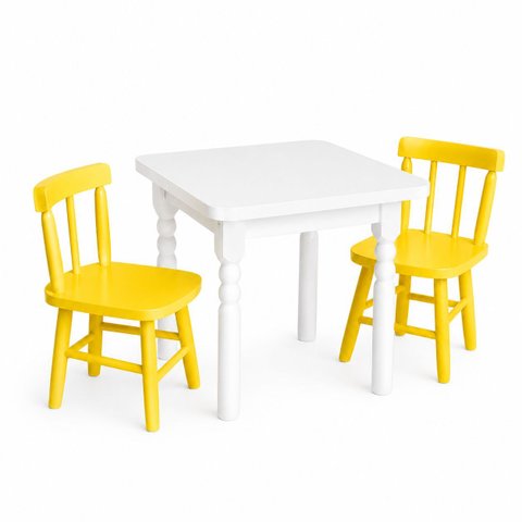Conjunto Infantil 60x60 com 2 Cadeiras - Amarela - Jm Móveis
