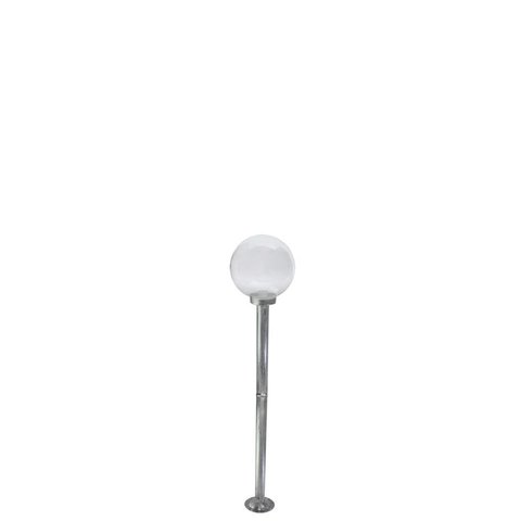 Poste de Jardim P10/b15 de 1,30m com Globo de Vidro Transparente 15x28 Prata Velha