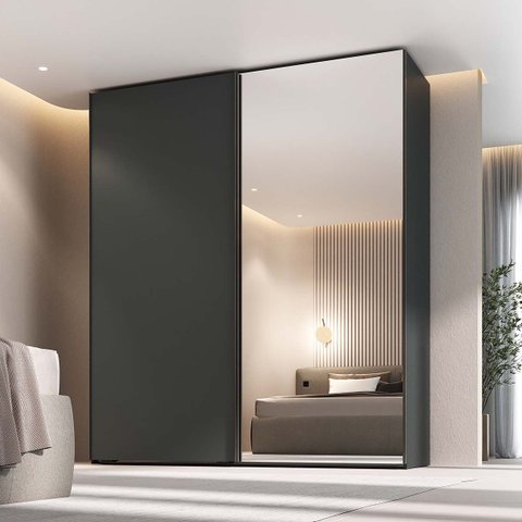 Guarda Roupa Creta Mdf 199,9x230cm 2 Portas com Espelho Grafitto 1215