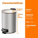 Ver imagem 6 de Lixeira para Banheiro e Cozinha Inox com Pedal Spin 20 Litros - Brinox