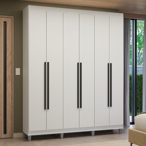 Guarda-Roupa Casal com Pés 6 Portas Batentes Venus Madesa