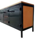 Ver imagem 6 de Rack de Madeira com 4 Portas de Chapas de Ferro - Modelo Industrial - Cores Preto e Canela