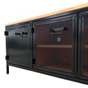 Ver mais imagens de Rack de Madeira com 4 Portas de Chapas de Ferro - Modelo Industrial - Cores Preto e Canela