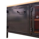 Ver imagem 3 de Rack de Madeira com 4 Portas de Chapas de Ferro - Modelo Industrial - Cores Preto e Canela