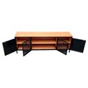 Ver imagem 2 de Rack de Madeira com 4 Portas de Chapas de Ferro - Modelo Industrial - Cores Preto e Canela
