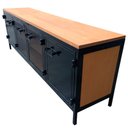 Ver imagem 5 de Rack de Madeira com 4 Portas de Chapas de Ferro - Modelo Industrial - Cores Preto e Canela
