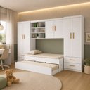 Ver imagem 1 de Conjunto Modulado Completo Chiara Quarto Infantil Roupeiro 6 Portas 4 Gavetas Bicama Branco Phoenix