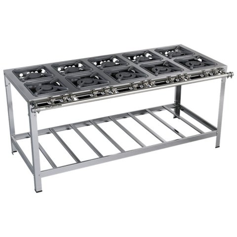 Fogão Industrial Stori Premium 10 Bocas 30x30 M17 Aço Inox 430 Metalmaq