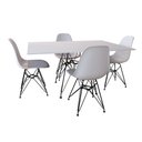 Ver imagem 1 de Conjunto de Mesa Eames Eiffel de Ferro Preto Tampo Branco 120x75 4 Cadeiras Ferro Preta Assento Bran
