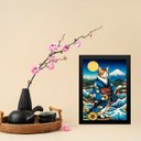 Ver imagem 2 de Quadro Arte Oriental - Gato com Girassóis 45x34cm:moldura Branca