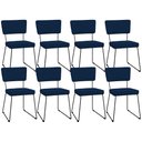 Ver imagem 1 de Kit 08 Cadeiras Decorativas Para Sala De Jantar Allana L02 Suede Azul Marinho - Lyam Decor