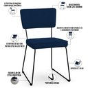 Ver imagem 4 de Kit 08 Cadeiras Decorativas Para Sala De Jantar Allana L02 Suede Azul Marinho - Lyam Decor