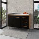 Ver imagem 1 de Balcão de Cozinha Bianca 1,20m 2 Portas 3 Gavetas Cor:savana / Preto