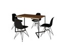 Ver imagem 2 de Mesa Industrial Base Ferro Preto em  V  Tampo 137x90 Amendoa 4 Cadeiras Eames Assento Preto Ferro Pr