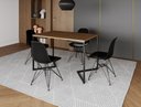 Ver imagem 1 de Mesa Industrial Base Ferro Preto em  V  Tampo 137x90 Amendoa 4 Cadeiras Eames Assento Preto Ferro Pr