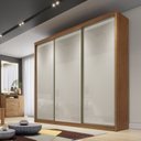 Ver imagem 1 de Guarda Roupa Casal MDF 3 Portas 6 Gavetas Montreal Marrom/Cumaru Fendi