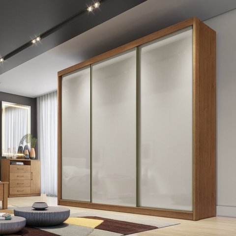 Guarda Roupa Casal MDF 3 Portas 6 Gavetas Montreal Marrom/Cumaru Fendi