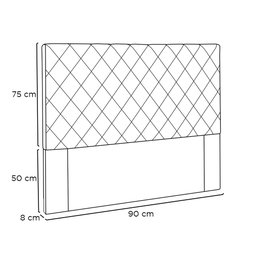 Cabeceira Cama Box Solteiro 90 cm Trevelin Veludo Telha - CasaePoltrona - 3