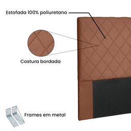 Cabeceira Cama Box Solteiro 90 cm Trevelin Veludo Telha - CasaePoltrona - 6