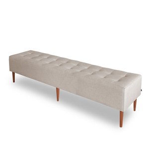 Pufe Recamier Calçadeira King 195cm Pé Madeira Duque - Linho Nude