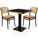 Ver imagem 1 de Conjunto Mesa de Jantar Redonda Venezia 70x70cm Preta com 2 Cadeiras Roma - Preto