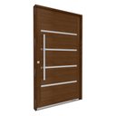 Ver imagem 1 de Porta de Alumínio Pivotante Amadeirada com Friso 225cm x 130cm Lucasa Eccellente Abertura Direita Marrom