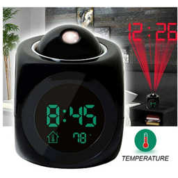 Relógio Digital Despertador Projetor Led Alarme Lcd Temperatura a Pilhas Cor Preto - 2
