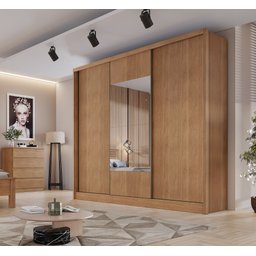 Guarda Roupa Casal em MDF com Espelho 3 Portas 6 Gavetas Montreal  - 1
