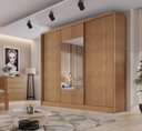 Ver imagem 1 de Guarda Roupa Casal em MDF com Espelho 3 Portas 6 Gavetas Montreal Marrom/Cumaru