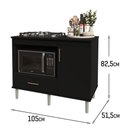 Ver mais imagens de Kit Bancada Ilha para Cozinha + Balcão para Cooktop 1,05m 5 Bocas Turim Preto