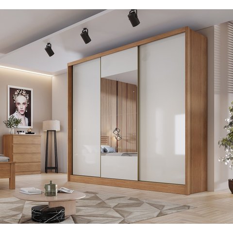 Guarda Roupa Casal em MDF com Espelho 3 Portas 6 Gavetas Montreal 