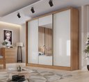 Ver imagem 1 de Guarda Roupa Casal em MDF com Espelho 3 Portas 6 Gavetas Montreal Marrom/Cumaru Fendi