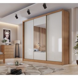 Guarda Roupa Casal em MDF com Espelho 3 Portas 6 Gavetas Montreal  - 1