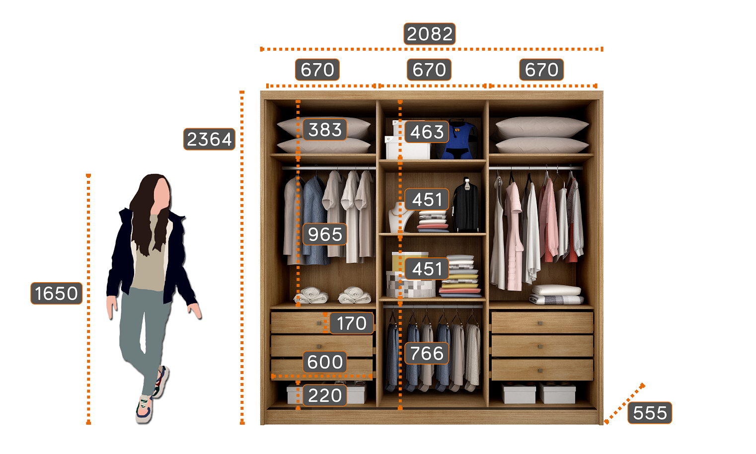 Guarda Roupa Casal em MDF com Espelho 3 Portas 6 Gavetas Montreal  - 4