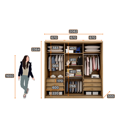 Guarda Roupa Casal em MDF com Espelho 3 Portas 6 Gavetas Montreal  - 3
