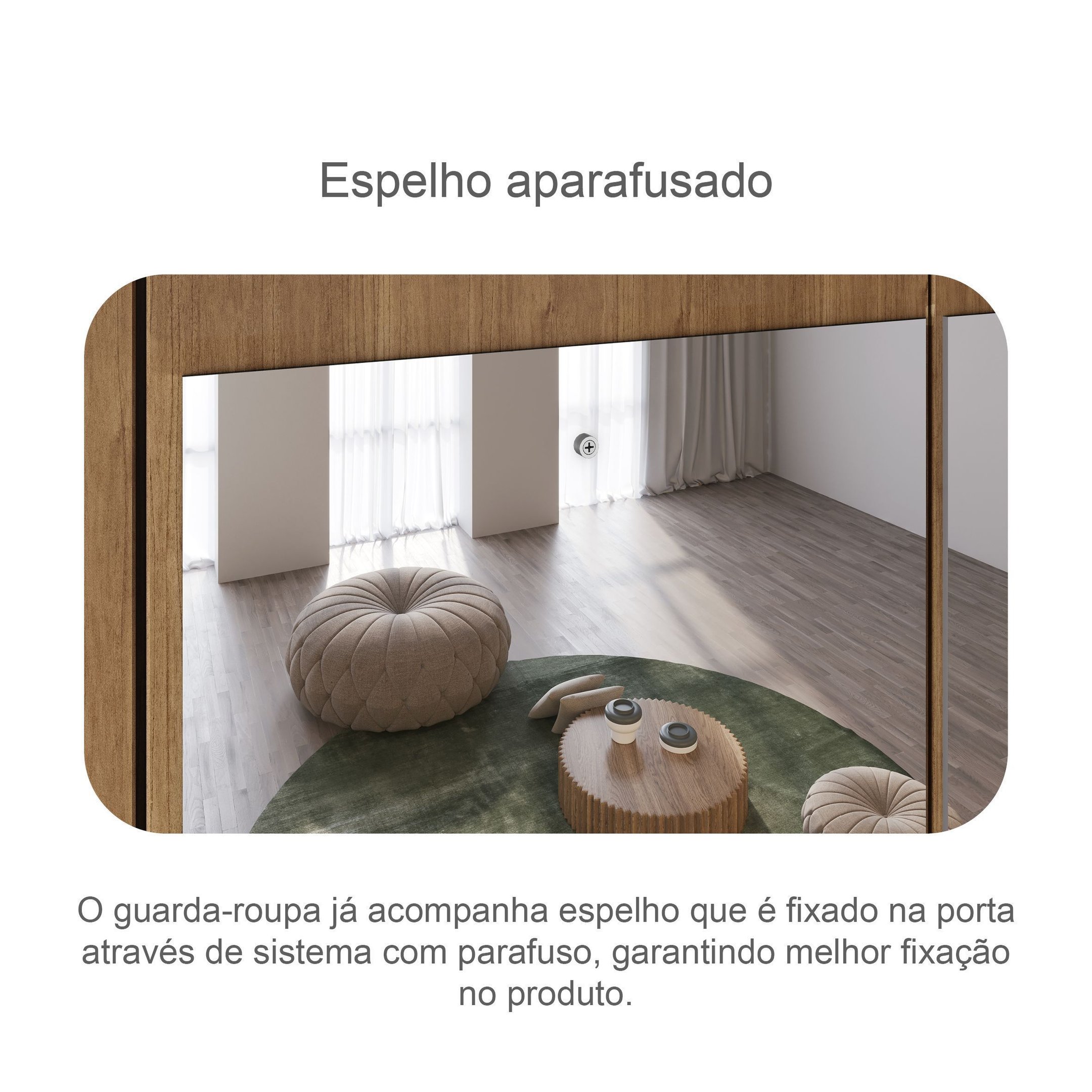 Guarda Roupa Casal em MDF com Espelho 3 Portas 6 Gavetas Montreal