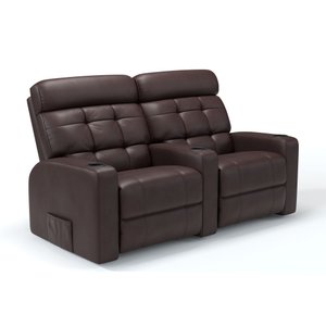 Sofá 2 Lugares Reclinável Manual em Corino Importado Cor Marrom Linha Cinema