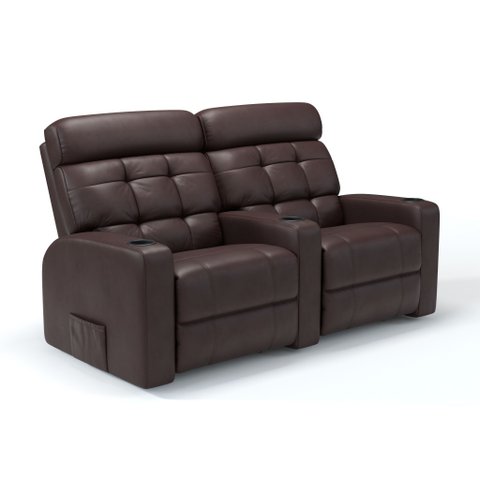 Sofá 2 Lugares Reclinável Manual em Corino Importado Cor Marrom Linha Cinema