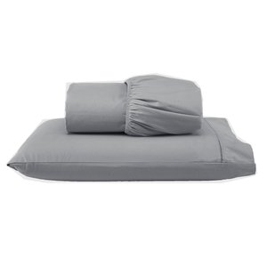 Kit Roupa de Cama 400 Fios Solteiro 2 Peças Toque de Cetim Cor:cinza