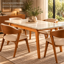Ver imagem 6 de Mesa de Jantar Neo 180x80cm Tampo MDF Base Madeira Maciça:Off White/Vidro