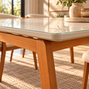 Ver imagem 2 de Mesa de Jantar Neo 180x80cm Tampo MDF Base Madeira Maciça:Off White/Vidro