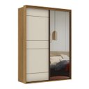 Ver imagem 4 de Guarda Roupa Solteiro Mdf 2 Portas 1 com Espelho 170 Cm Qualitá Belmax:freijó/off White