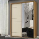 Ver imagem 1 de Guarda Roupa Solteiro Mdf 2 Portas 1 com Espelho 170 Cm Qualitá Belmax:freijó/off White