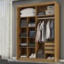 Ver imagem 3 de Guarda Roupa Solteiro Mdf 2 Portas 1 com Espelho 170 Cm Qualitá Belmax:freijó/off White